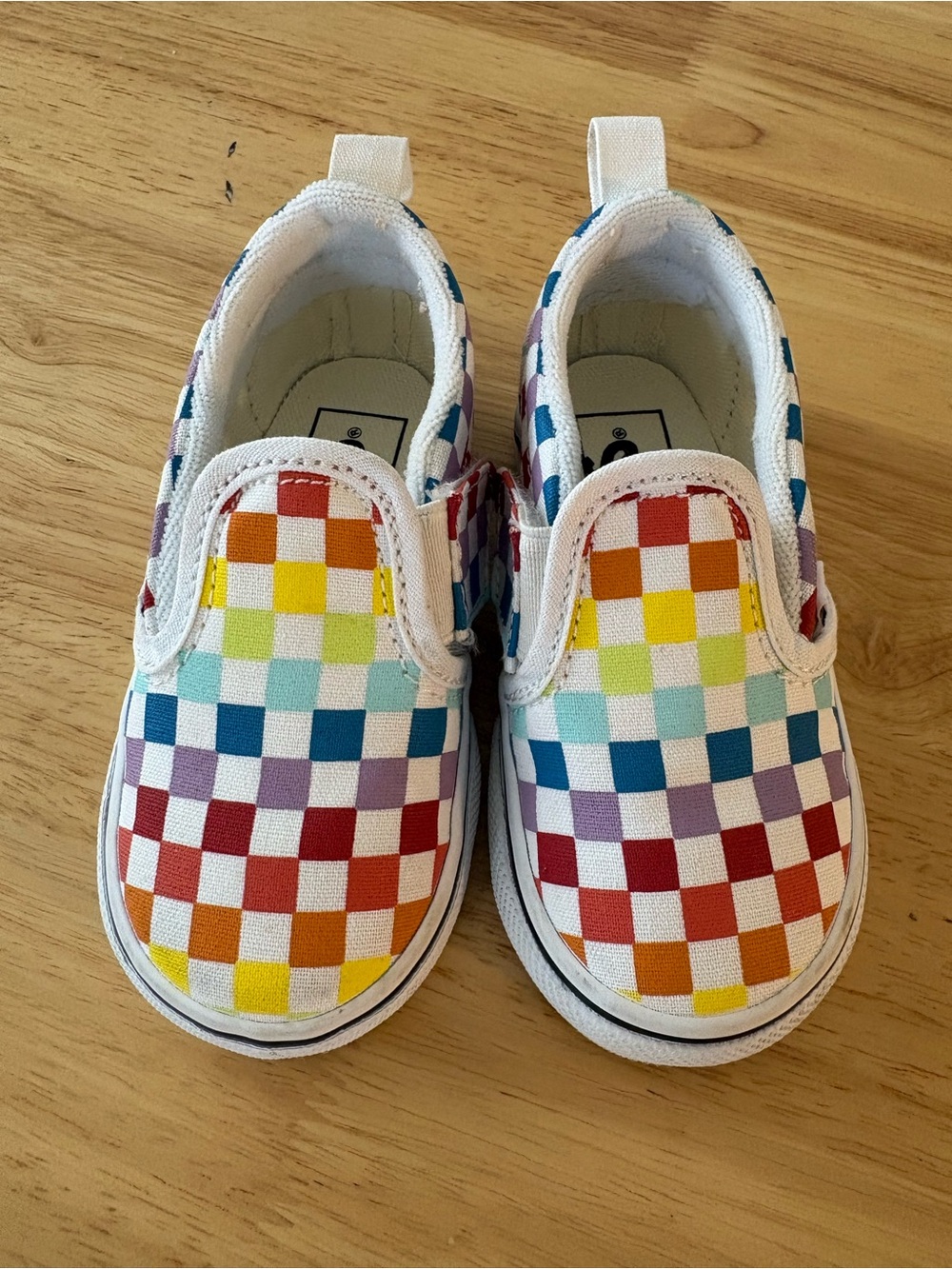 Vans Toddler Rainbow Checkerboard Slip Ons Size 6